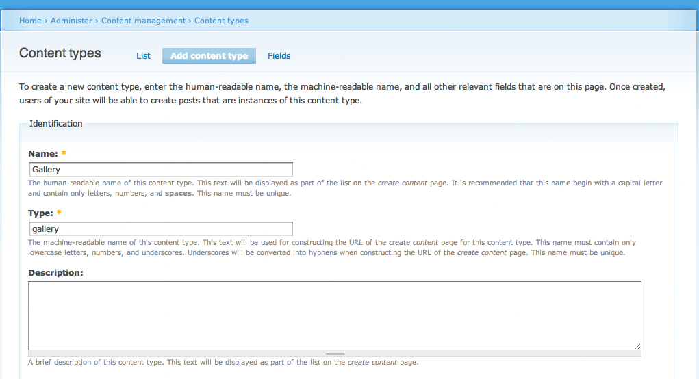 Adding galleriffic_gallery content type